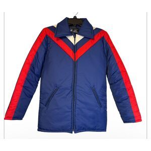 Sears Vintage Boys Ski Jacket Full Zip Hood Attached Sz. 16 Activewear